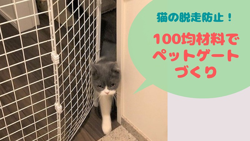 100均手作りペットゲートで猫の脱走防止!ダイソー材料で玄関柵の作り方